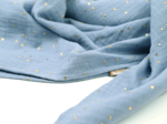 Pom pom scarf gaze pois or bleu baltique