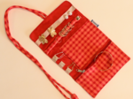 Jewelry pouch coral red gingham