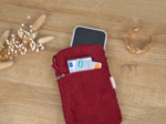 Quilted phone pocket burgundy large corduroy