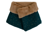 Adult Fur scarf snood gaze pois or vert canard