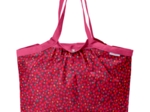 Pleated tote bag - Medium size pompons cerise