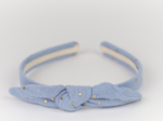 bow headband gaze pois or bleu baltique