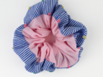 Large Two-Tone Scrunchie rayé plumetis - oxford rose
