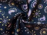 Cotton fabric ex2621 paisley sparkles navy gold