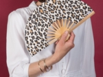 Hand-held fan leopard