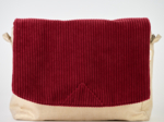 Square flap of saddle bag  burgundy large corduroy