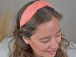 Large Crossed Headband neon orange gingham