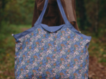 Tote bag with a zip monet lilas