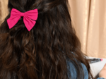 Bow tie hair slide fuschia