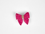 Mini bow tie clip fuchsia pailleté