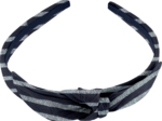 bow headband striped silver dark blue