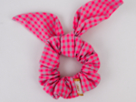 Bunny ear Scrunchie neon pink gingham
