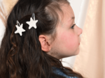 Star hair-clips white sequined