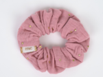 Small scrunchie gaze pois or rose thé