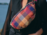 Banana bag ruby lurex tartan