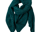 Pom pom scarf gaze pois or vert canard