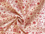 Cotton fabric ex2554 christmas red ecru jumble