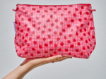 Cosmetic bag with flap ladybird gingham