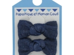 Small bows hair clips light denim