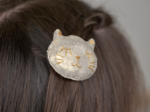 Meow hair slide  glitter linen