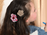 Mini Flower petal hair slide copper linen