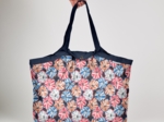 Pleated tote bag - Medium size anémones rayées