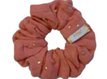 Small scrunchie gaze pois or rose blush