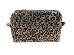 Rectangular toiletry bag mocha quilted leopard