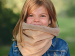 Children fur scarf snood gaze pailletée camel