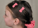Small bows hair clips gaze pois or rose sorbet