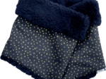 Children fur scarf snood navy gold star
