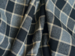 Flannel fabric black and sand tartan