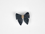 Mini bow tie clip gaze pois or marine
