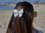 Bow tie hair slide white sequined