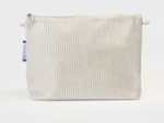 Cosmetic bag with flap silver large corduroy