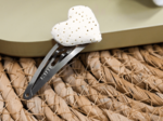 Heart hair-clips white sequined