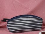Pencil case striped  ivory navy