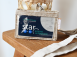 Badge Holder  glitter linen