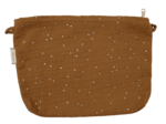 Coton clutch bag gaze pois or caramel