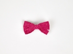 Ribbon bow hair slide fuchsia pailleté