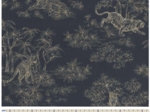 Cotton fabric ex2406 toile de jouy felines navy