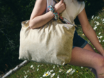 Pleated tote bag - Medium size gold large corduroy