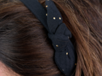 bow headband gaze pois or noir