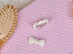 Small bows hair clips gaze pois or écru