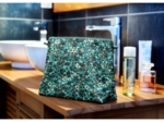 Cosmetic bag with flap jade panther