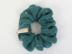 Small scrunchie gaze pois or eucalyptus