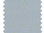 Cotton Fabric gaze pois or bleu baltique