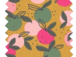 Cotton fabric ex2520 ochre pink round of fruits