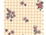 Jersey fabric natural floral gingham
