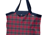 Tote bag with a zip tartan rouge